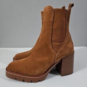 Sam Edelman Rollins Ankle Boot Chelsea Heeled Brown Suede Size 9